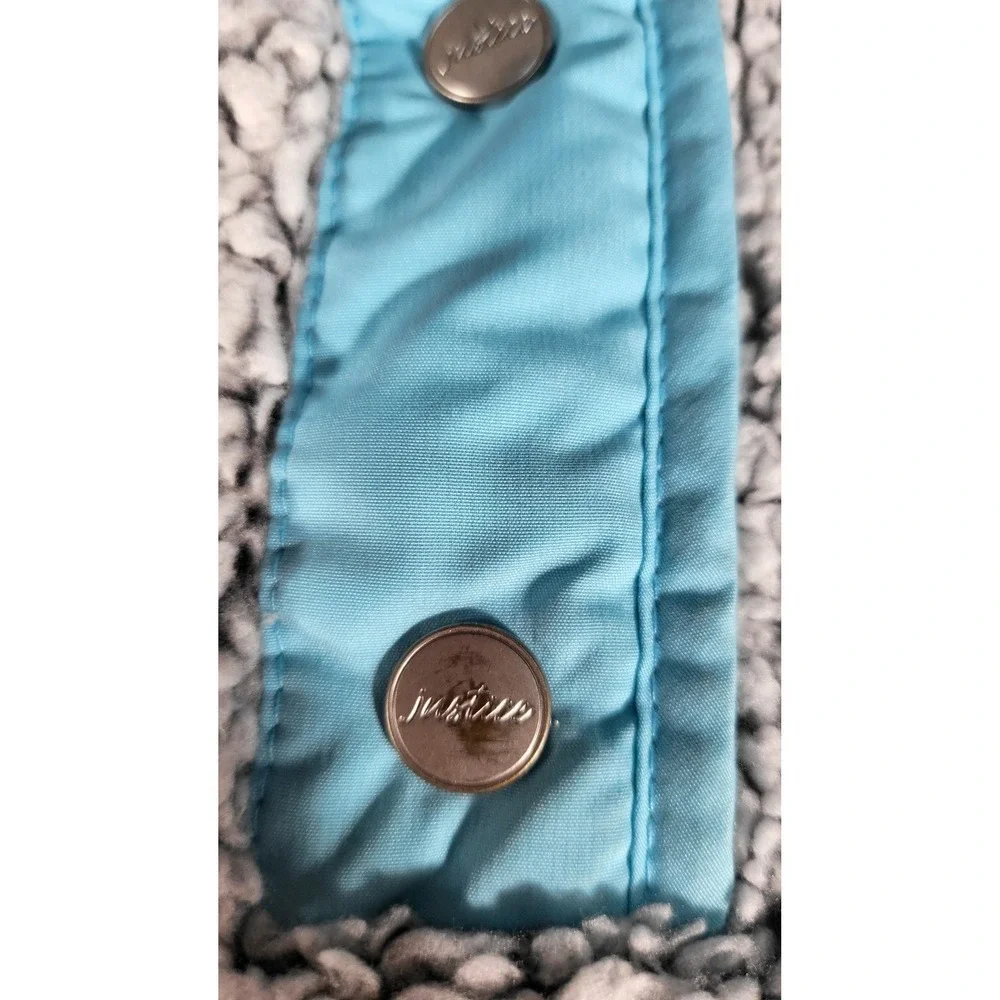 Justice Sherpa Pullover Cozy Quarter Snap Button Up Gray‎ Blue Girls 12